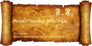 Mosánszky Mária névjegykártya